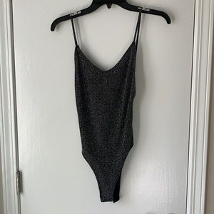 Black and silver sparkle body suit size small